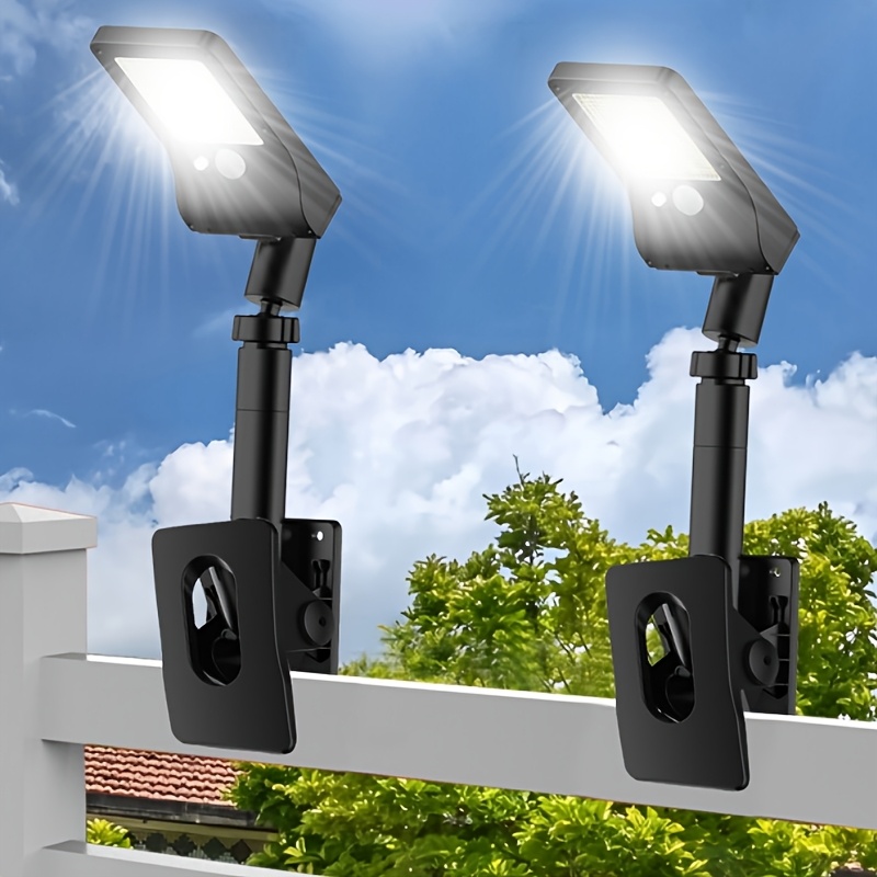 Image of 2pack Clip-on Solar Street Lights Outdoor Wall Light With Motion Sensor, 3 , , Ip44, Solar Wall Garden Lights For Outdoor Patios Yard, Solar Pathway Security Lights Fit Fence, Deck, Wall, Garage
