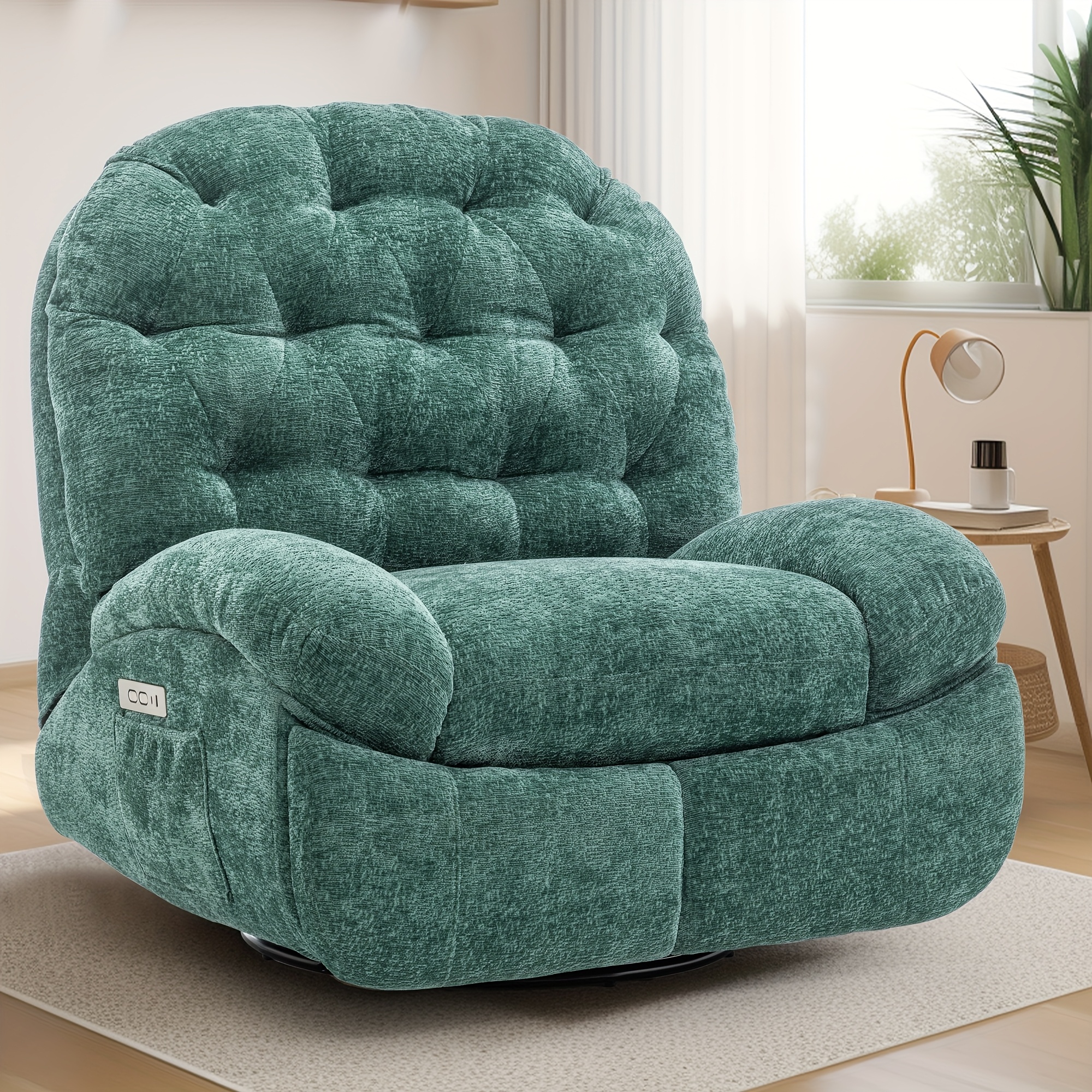 Oversized Swivel Recliner Chair, Adult Electric Recliner with USB Port And Side Pocket Storage, Comfortable Soft Shell Rocking Chair, Large Chenille Recliner Suitable for The Living Room 5 Oversized Swivel Recliner Chair, Adult Electric Recliner with USB Port And Side Pocket Storage, Comfortable Soft Shell Rocking Chair, Large Chenille Recliner Suitable for The Living Room - Image 5