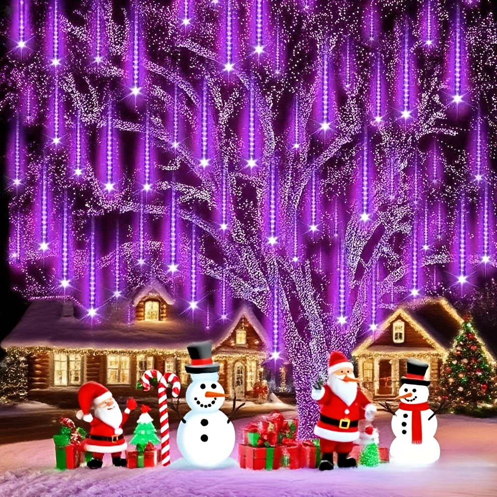 TEMU 8 Tubes Lights, Outdoor String Lights Holiday Party Lighting, 192 Leds Rain Drop Lights, Hanging Decorative String Lights, Festive Holiday