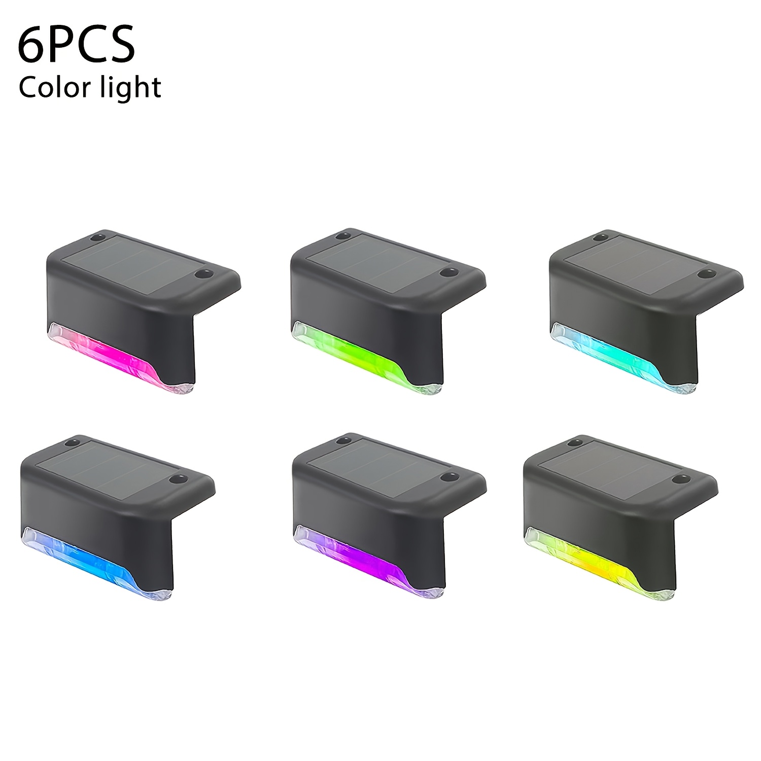 TEMU 6pcs Solar-powered Led Step Lights - Solar Fence Lights, Solar Deck Lights, Outdoor Pathway, Garden, Patio, Balcony, And Fence Lighting -
