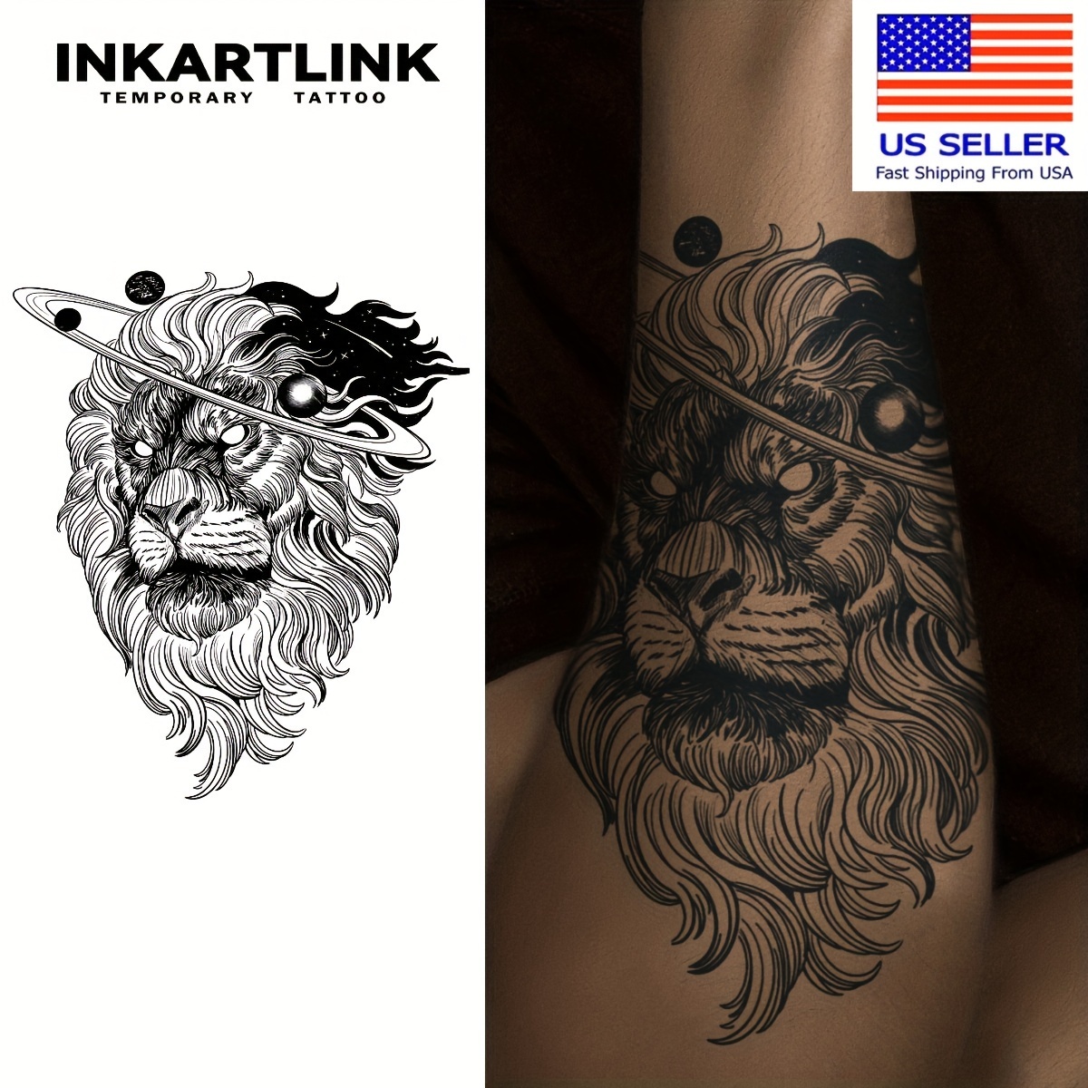 Татуировка INKARTLINK Tattoo Tech, 2 листа сверхбольших полуперманентных  татуировок, временные татуировки с дизайном для взрослых, срок службы 1-2  недели, водонепроницаемые, реалистичный вид, без ...