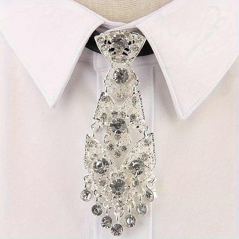 

Elegant Rhinestone-encrusted Alloy Tie For Weddings And Parties - Fashionable Accessory