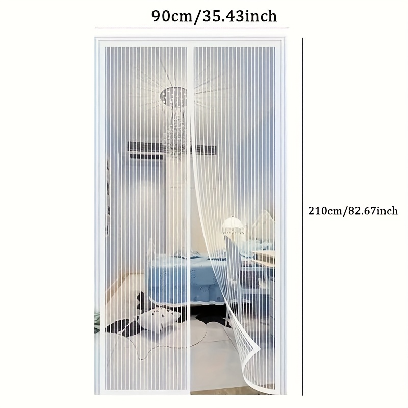 Image of 1pc Striped Soft Screen Curtain, Breathable And -proof, With Magnetic Closure, Easy To Clean, Suitable For 36x82 Inch Doors