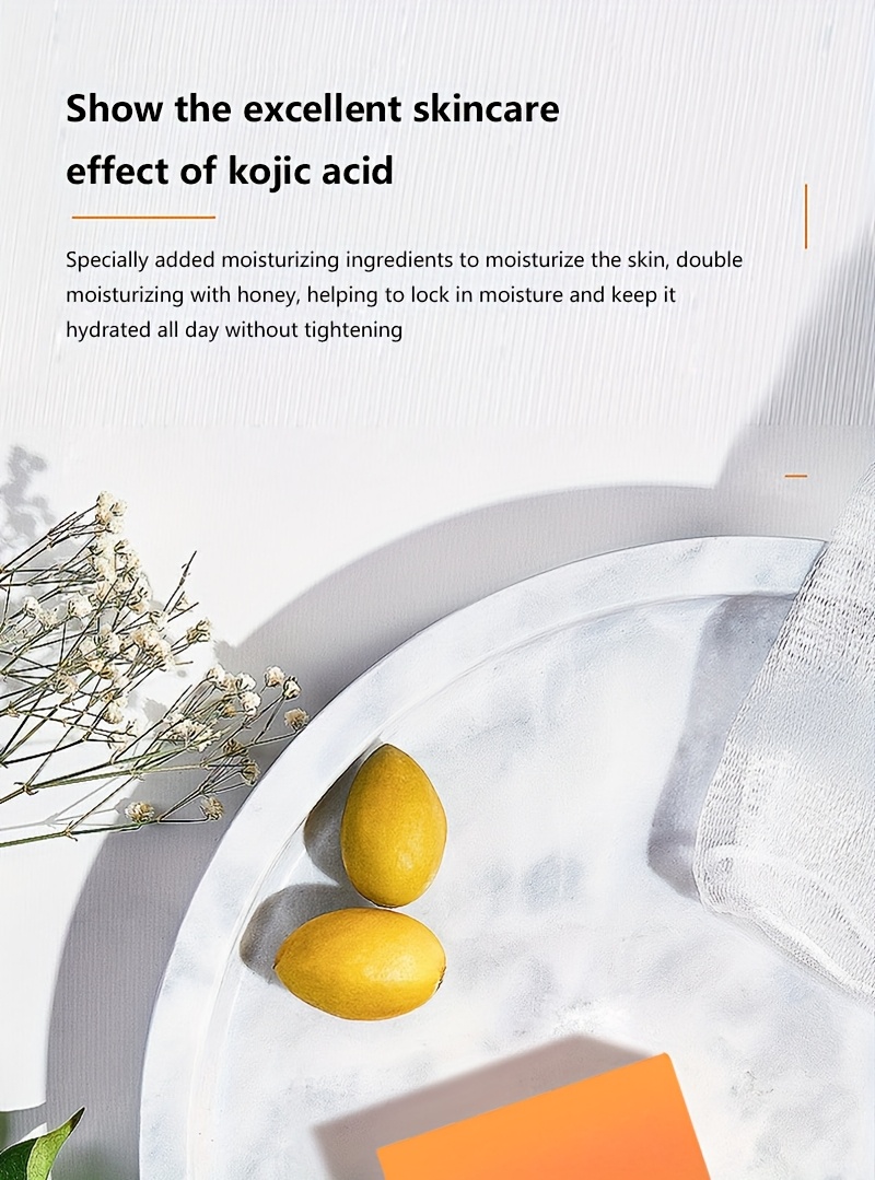 8 komada 100g Sapun s Kojinskom Kiselinom - Posvjetljujući Svijetlo Bež, Hidratantni, Kontrola Masnoće za Ruke, Lice, Kupanje - Prirodni Aroma Naranče, Eterično Ulje, Nježno Čišćenje, Božić