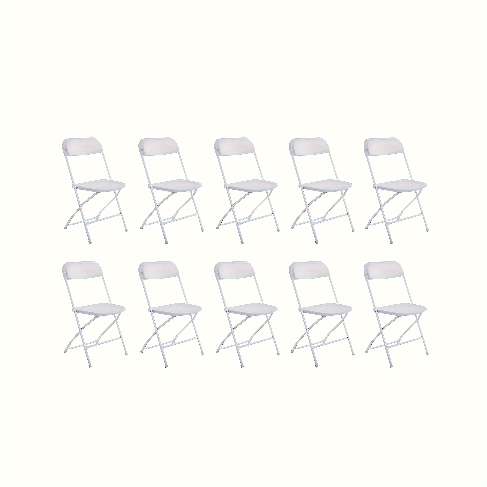 

Folding Chair, 10 Pcs White Plastic Portable Foldable Chairs, Stackable Folding Chairs With Steel Frame 350lbs Weight Limit For Home, Office, Wedding, Dining, Party, Indoor Outdoor Events