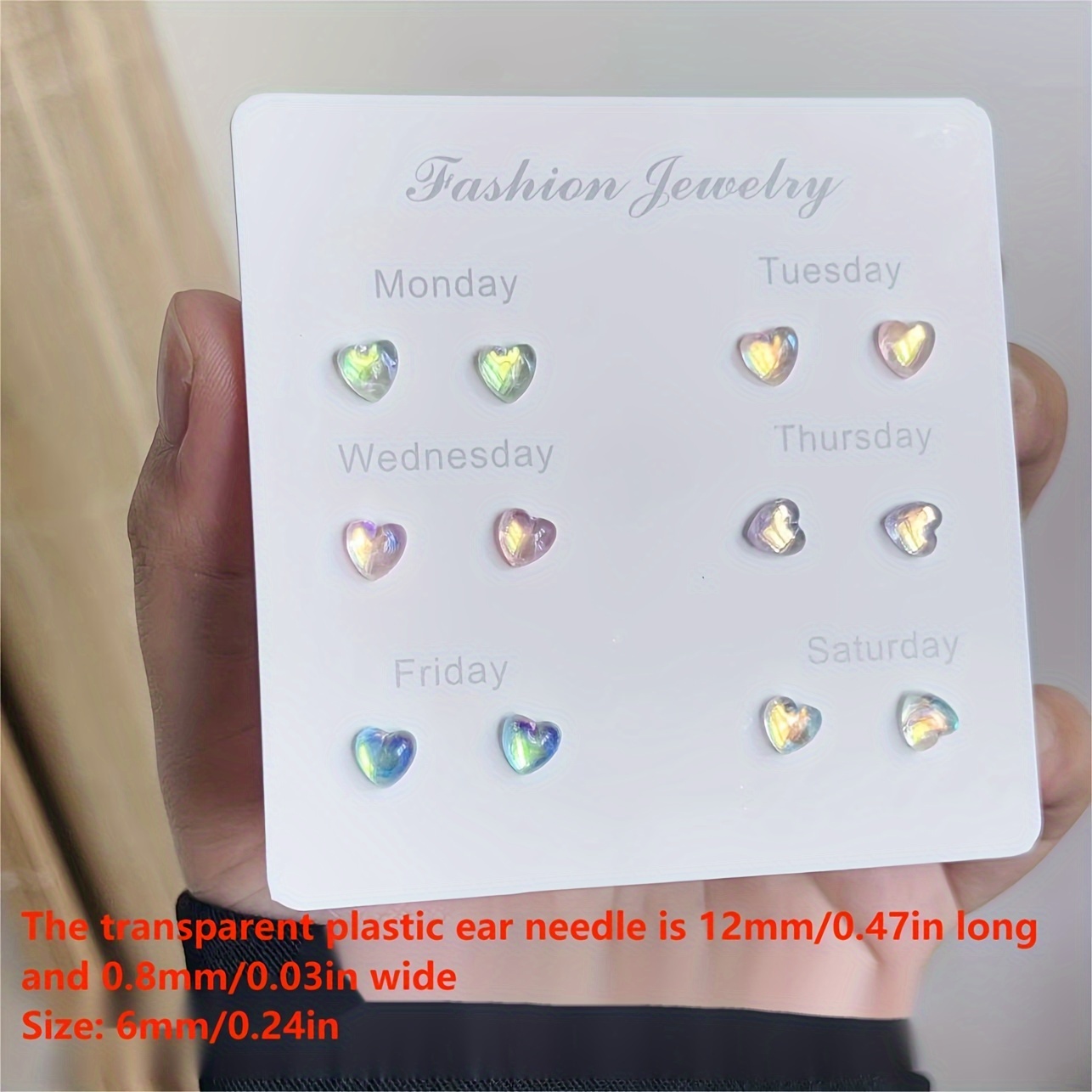 6 Pairs Of Iridescent Mini Heart Stud Earrings, Mini Compact Aurora Earrings Suitable For Women And ' Daily Party Additions And Clothing Decoration