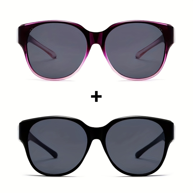 Image of 2pcs Stylish Round Clip-on Fashion Glasses For - Fit Over Glasses, Perfect Daily Wear, Photo Props, And Gift For Birthday, Valentine's Day, Christmas, Perfect For Summer,, And