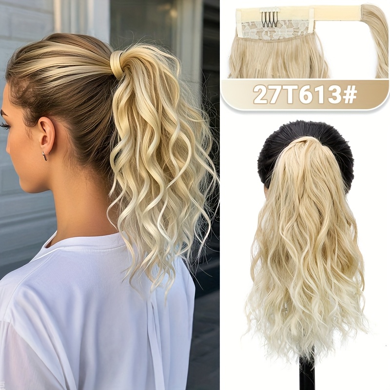 Image of Synthetic Wig With Curly Ponytail Short Water Ripple Fake Ponytail Hair Extension Invisible Mesh , Hairpieces Suitable For Women' Wear