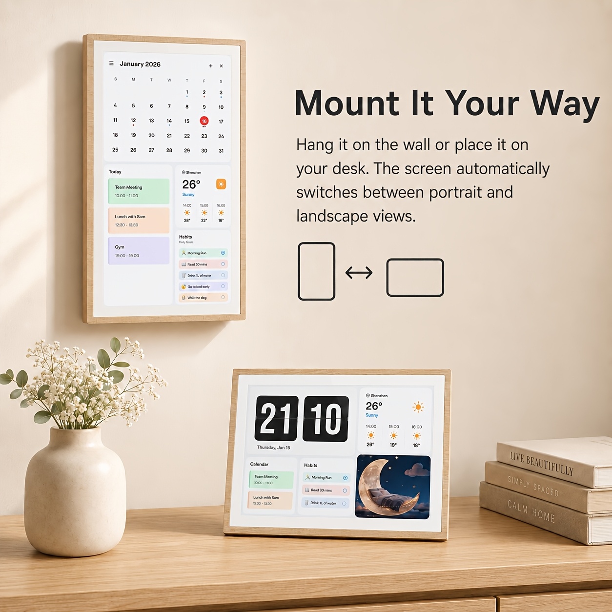 Smart Digital Calendar with Touchscreen and Meal Planning