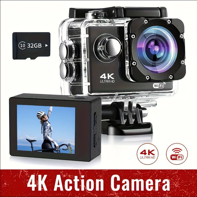 

Action Camera 4k 30fps 12mp Full Hd Wifi Sports Camera Outdoor Cycling Diving Hd Camera With 32g Card