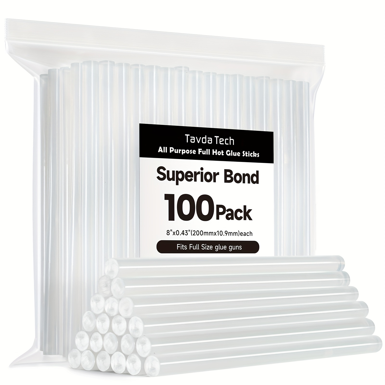 TEMU Full Size Hot Glue Sticks, 8" And 0.43'' Diameter Hot Glue Sticks For Most Glue , 100pcs Large Glue Sticks For Glue To Diy Art Craft Sealing