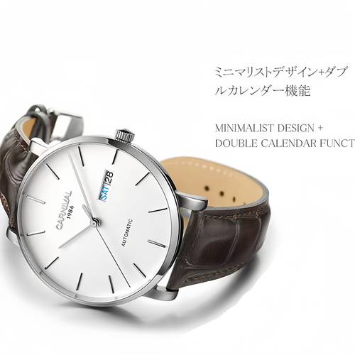 new carnival watch with imported movement dual calendar fully automatic mechanical watch genuine leather strap without battery
