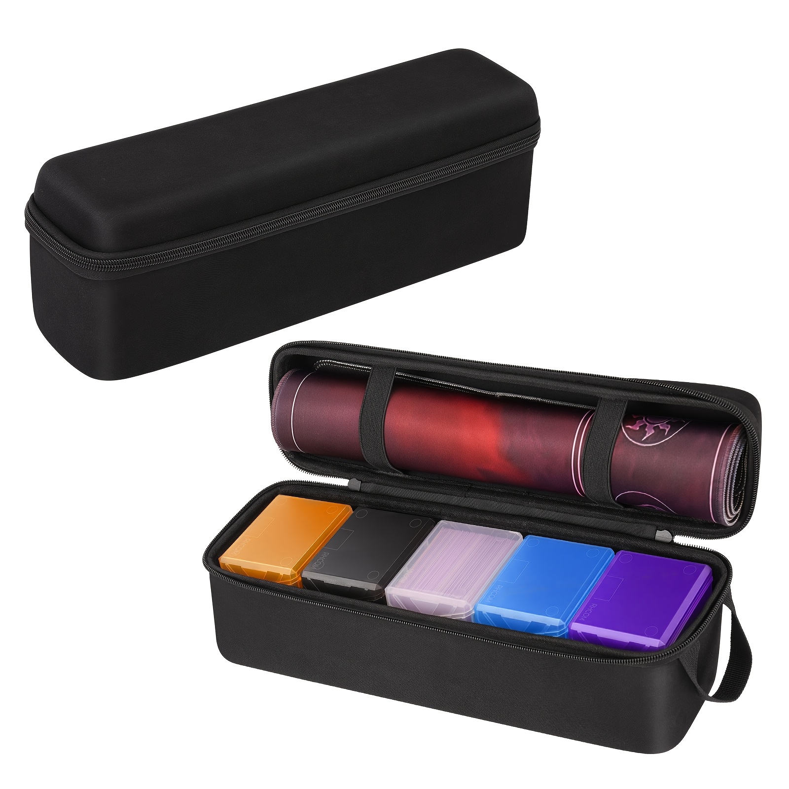 TEMU Set d'étuis de rangement pour jeux de cartes à collectionner, boîte de transport rigide en EVA avec 5 boîtes à jeu de cartes, convient pour JCC,