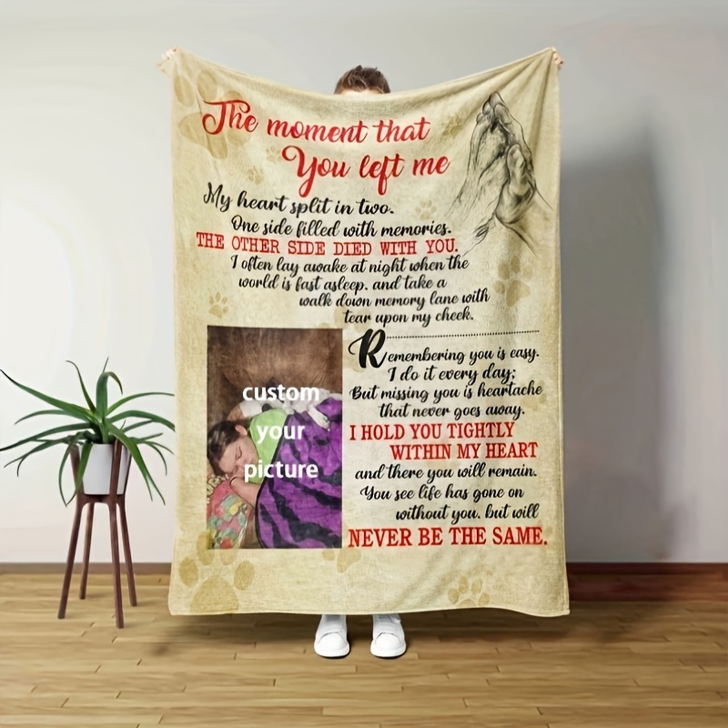 

Vintage Style Memorial Custom Blanket With Hanging Ornaments, Single-sided Print, Material, Gentle And Long-, For Home Office Nap - No Electricity Or Feathers Needed