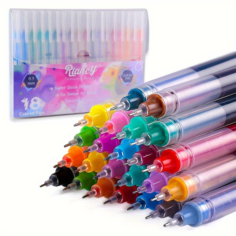 

- Ink Set - 12/18/24pcs, , Assorted , For Art & Use, Retractable Ballpoint Pen Snap Cap