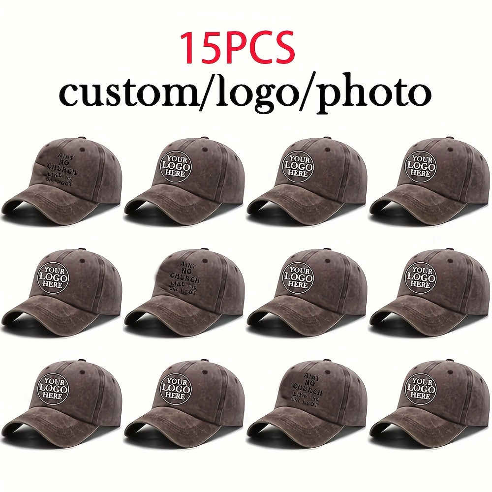 Custom 15pcs Adjustable Baseball Caps, Lightweight and Breathable