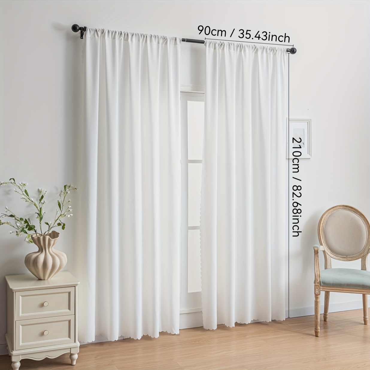 TEMU 2 pièces de gaze blanche non-pénétrante, rideau blanc opaque à l' et anti-accrochage, idéal pour salon, chambre et salle à manger avec