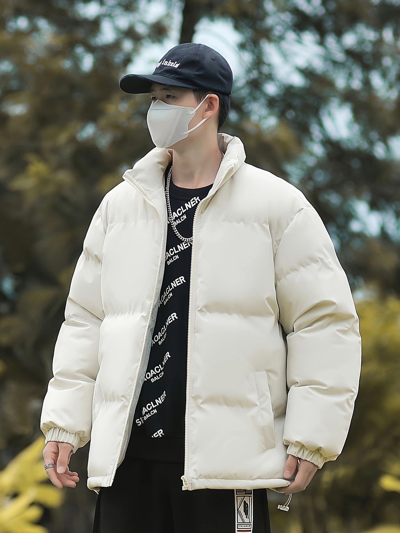 Herren Basic Polyester Wattierte Jacke TM329 - Lässige lockere Passform mit überschnittenen Schultern, langen Ärmeln, durchgehender Farbe, Reverskragen, nicht dehnbarem Webstoff, Reißverschlussleiste, Polyesterfaserfüllung, Fronttaschendetail 0