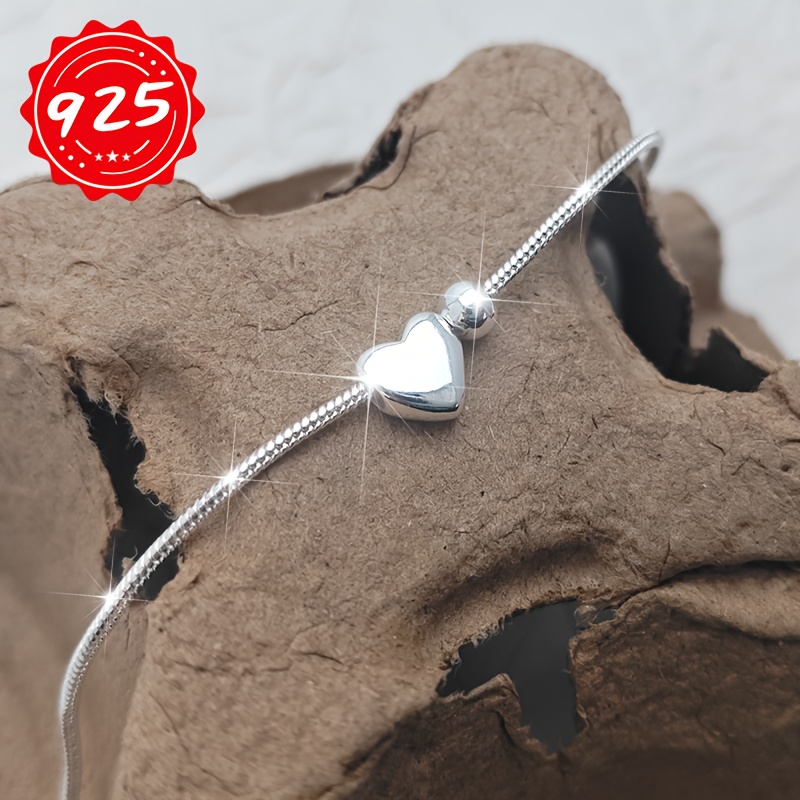 925 Silver Snake Bone Love Bead Bracelet for Women