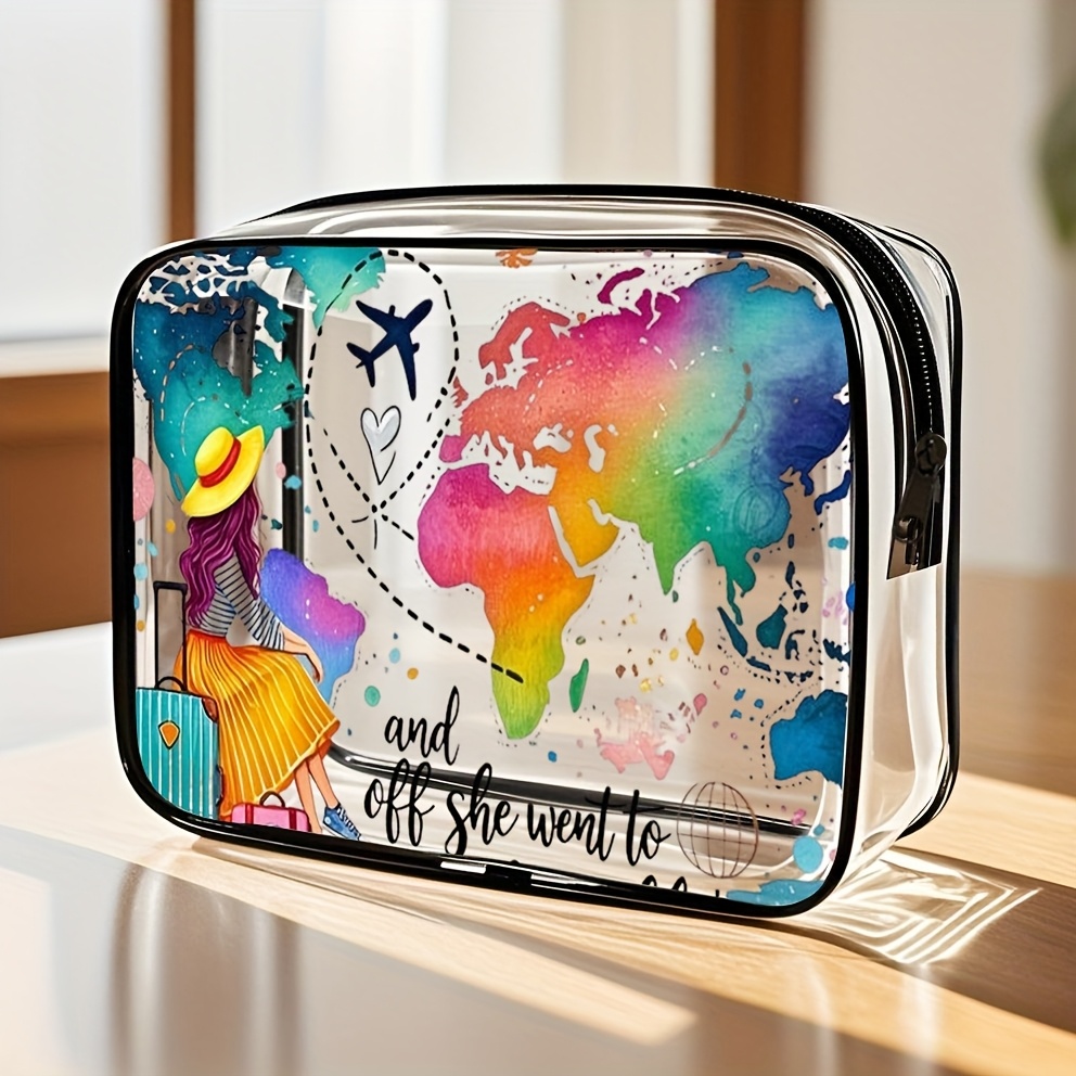 Zipper Closure, Large Capacity, Easy To Clean - Fashionable High-quality Women And Girls Storage Bag, High-quality Small Bag, Pvc Cosmetic Bag, Toiletry Bag, Travel Portable, Tsa Approved