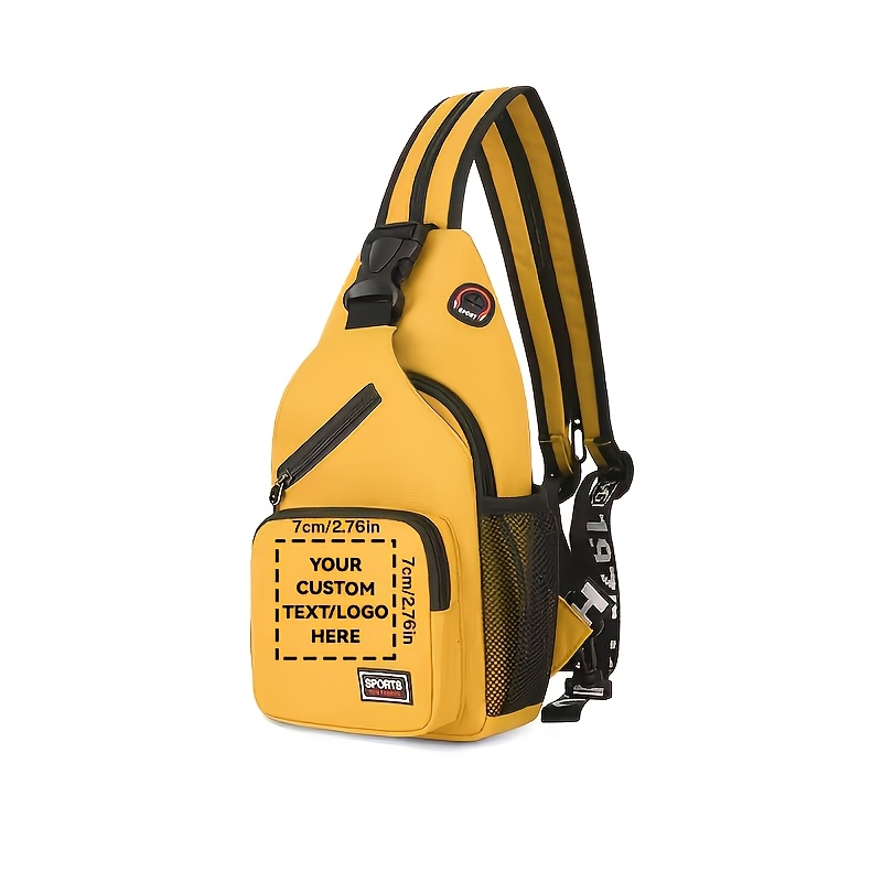 TEMU Customizable Women's Chest Bag, Crossbody Backpack With Personalized Logo Design, Photo And Text - Adjustable Strap, Zipper Closure, Durable