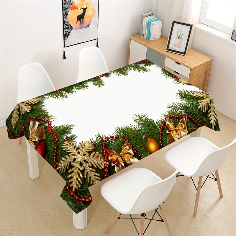 

Nappe de Noël 1pc - Résistante à l'Huile & à , Polyester , Parfaite pour la Décoration de Table de Fête & Cadeaux