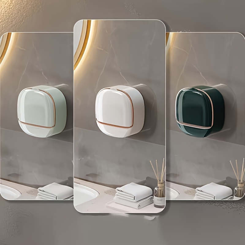 Image of 1pc Random Color Wall-mounted No-drill Soap Dish With Drainage Function, Storage Box, Suitable For Restrooms, Bathrooms, Washbasins, Kitchens, Universal Soap Holder