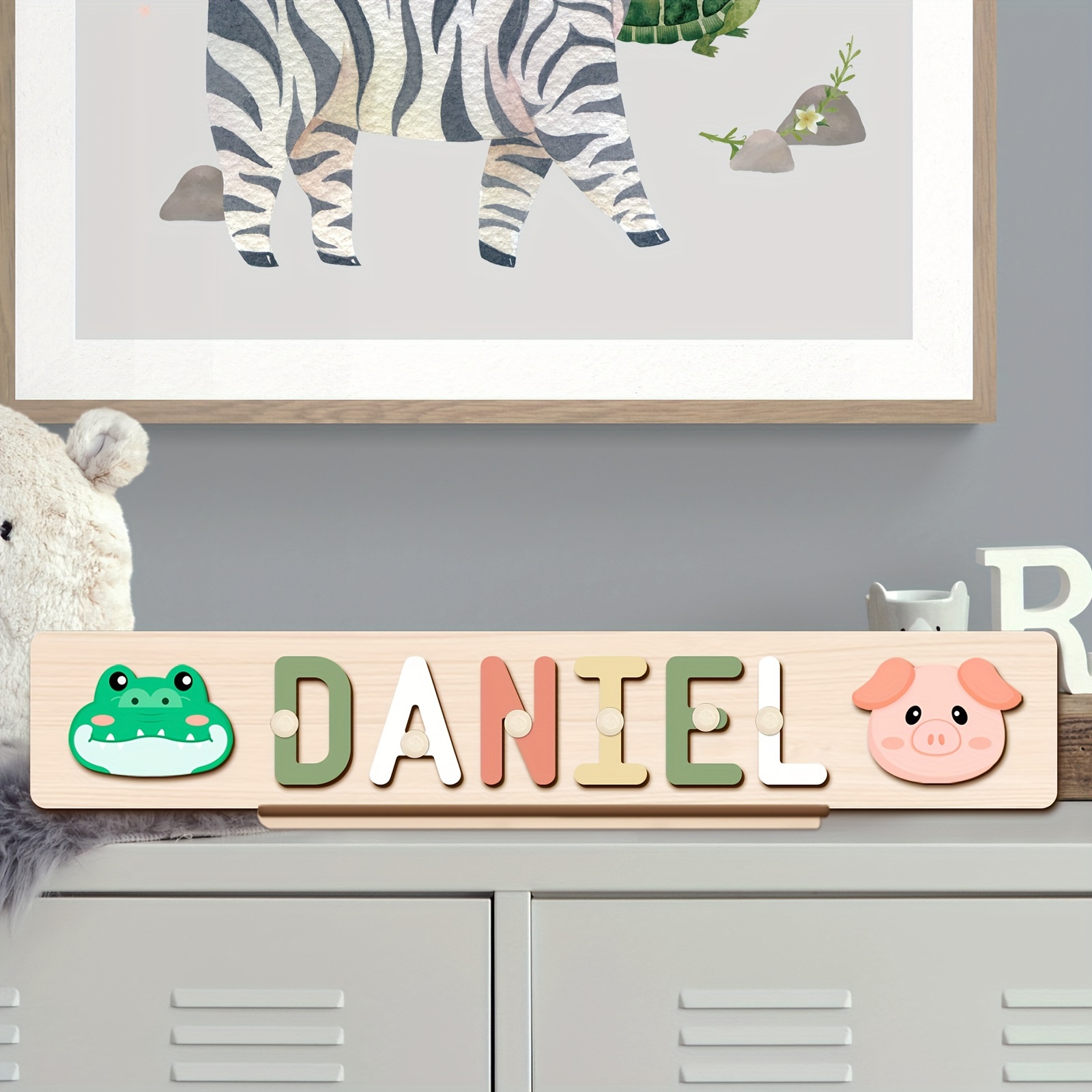 Custom Personalized Name Puzzles, Khaki Color, Early Education Toy