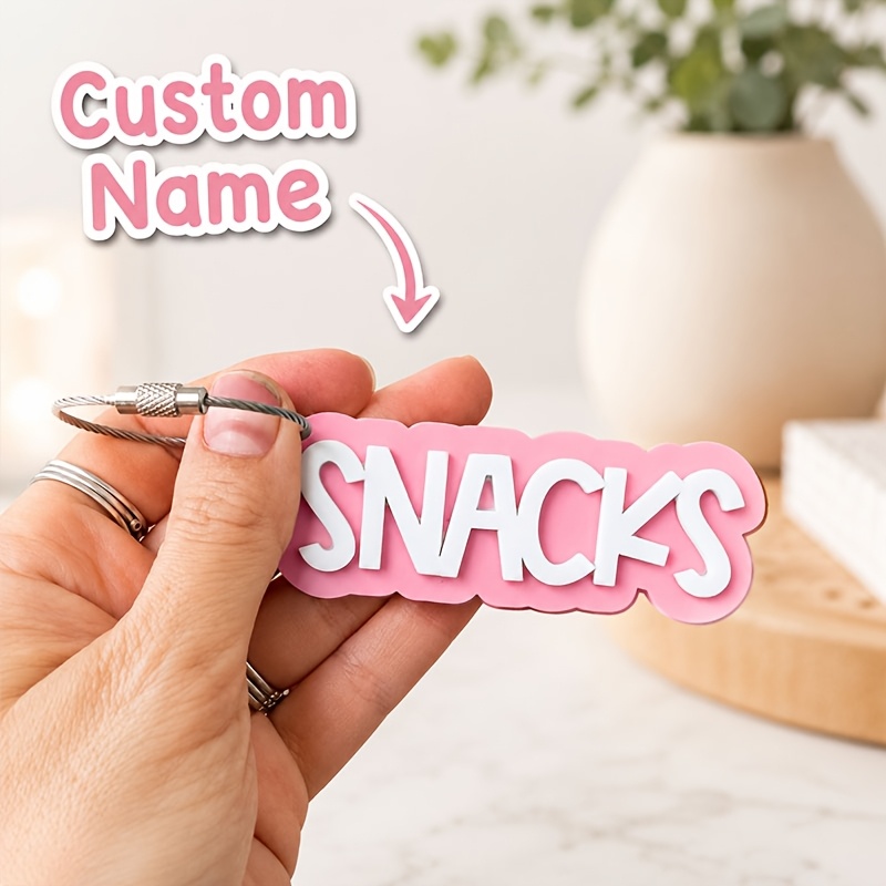 TEMU [2d Flat] [2d Flat] [custom] 1pc Personalized Text Name Keychain, Acrylic Dopamine Contrast English Letter Nameplate Tag For Suitcase, Gym Bag,