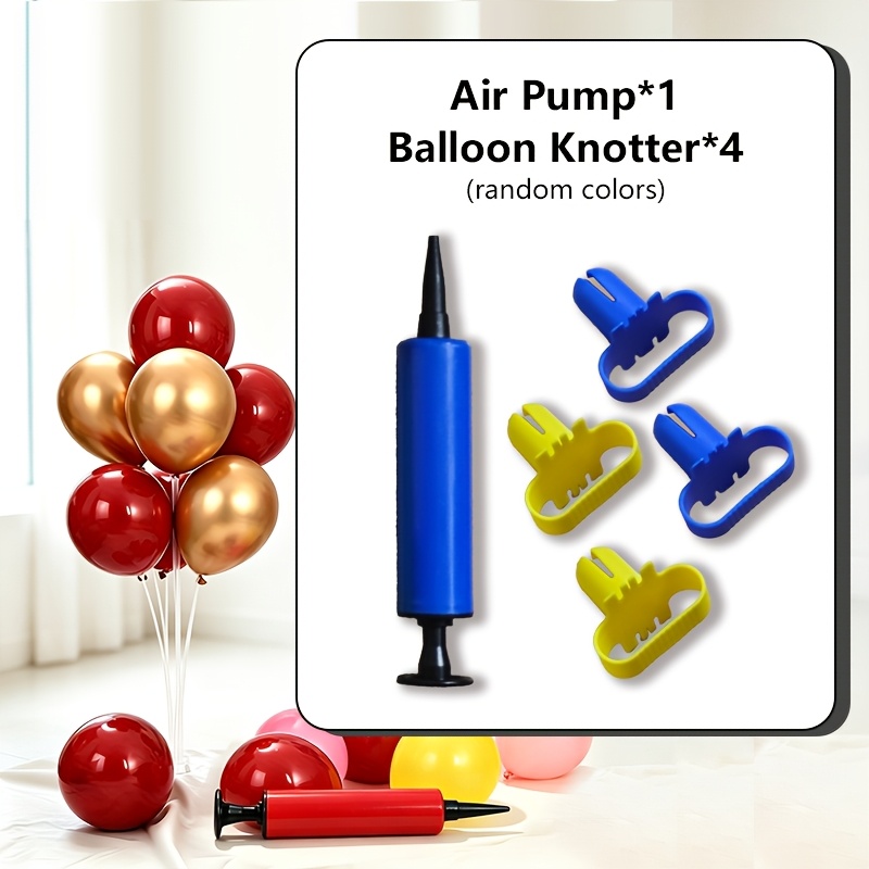 TEMU Kit de Gonflage de Ballons 5 Pièces, Inclut 1 Pompe à Ballons et 4 Attaches à Ballons, Convient pour les Fêtes du An, , Anniversaires,