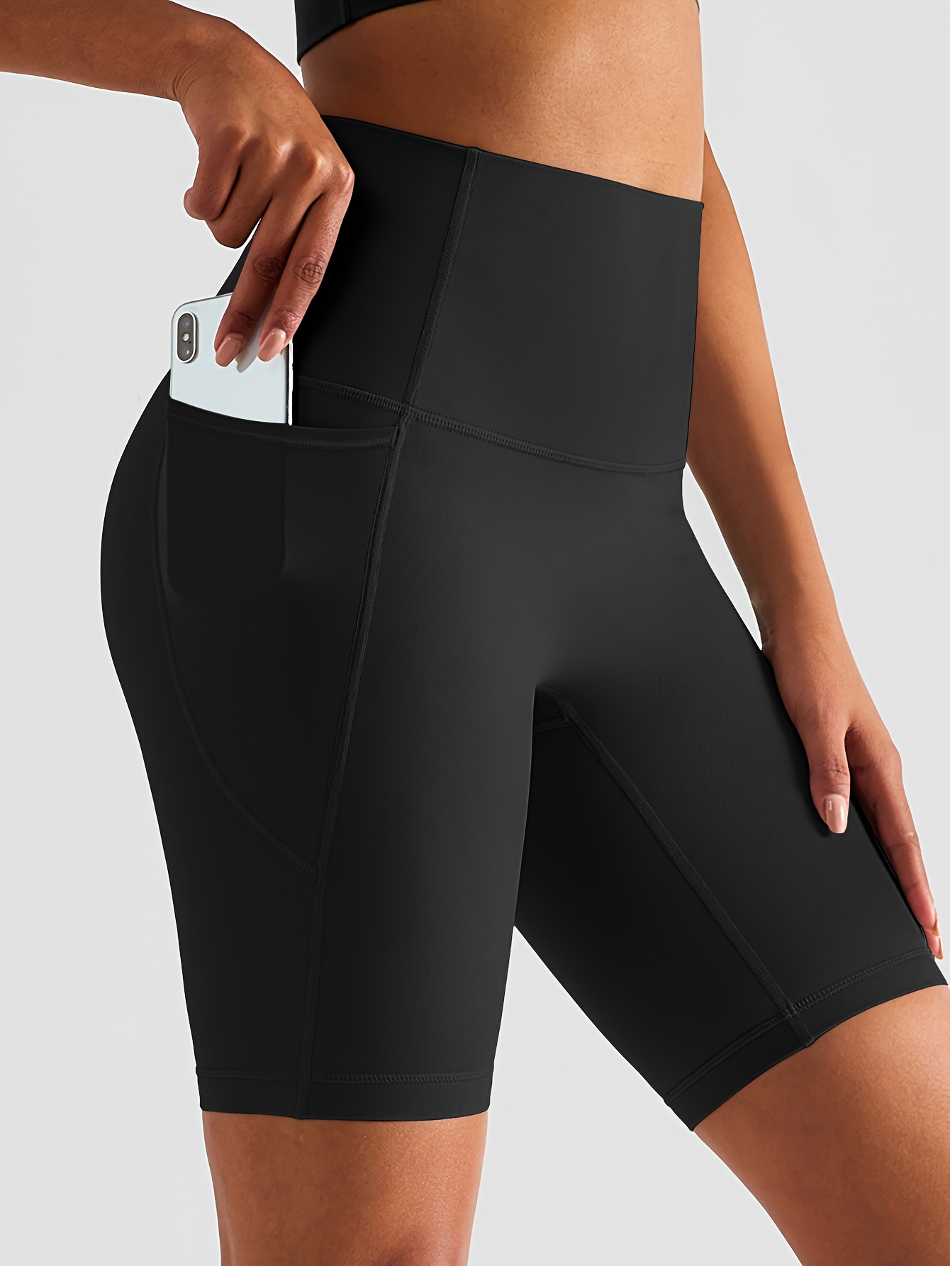 fitness essential womens high waist shorts pocket Temu United