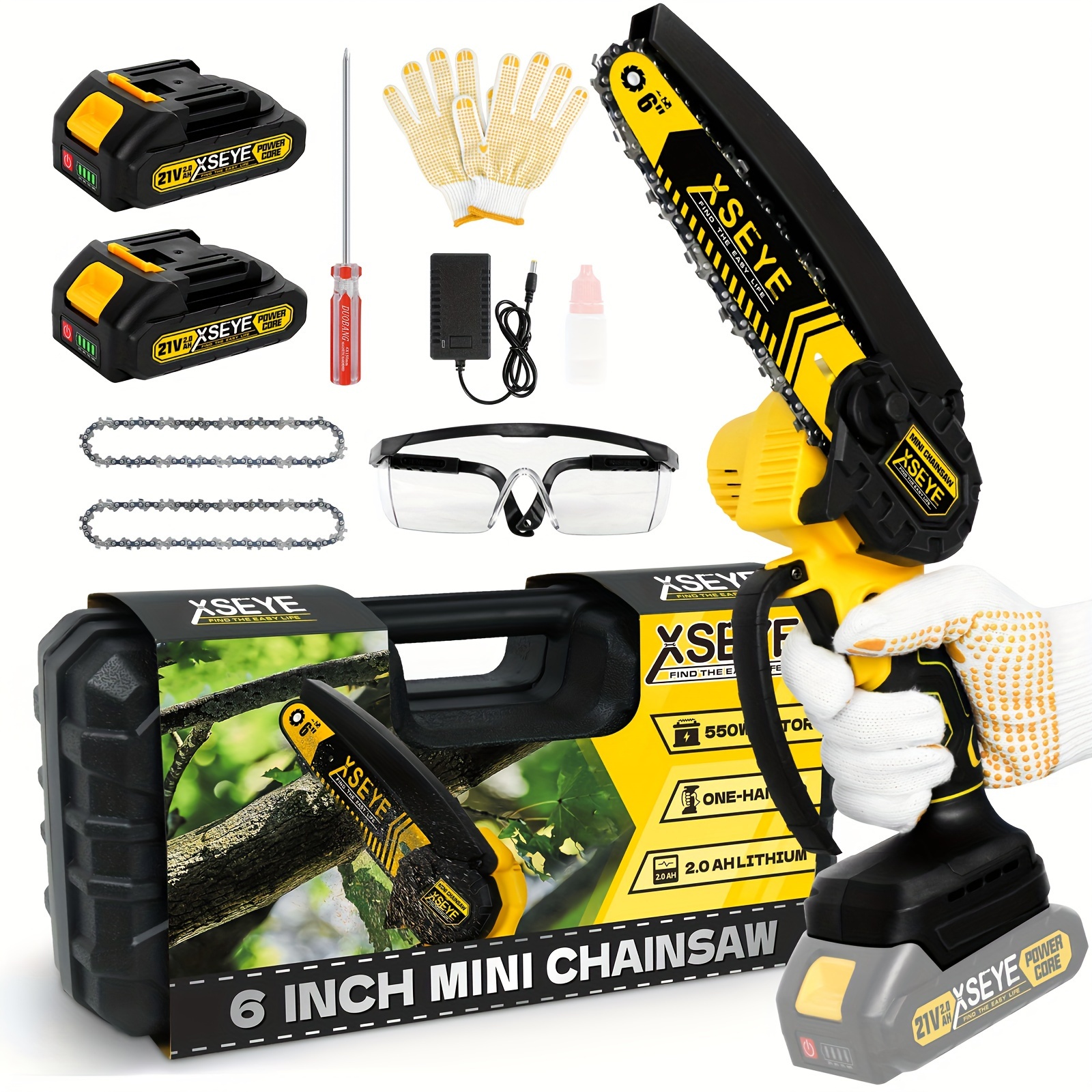 

Mini Chainsaw Cordless 6 Inch, Handheld Electric Chain Saw Battery Powered For Trees Trimming Cutting, Mens Husband Dad Gifts For Father's Day, Gardeners Women, Anniversary Birthday Gift Over 50