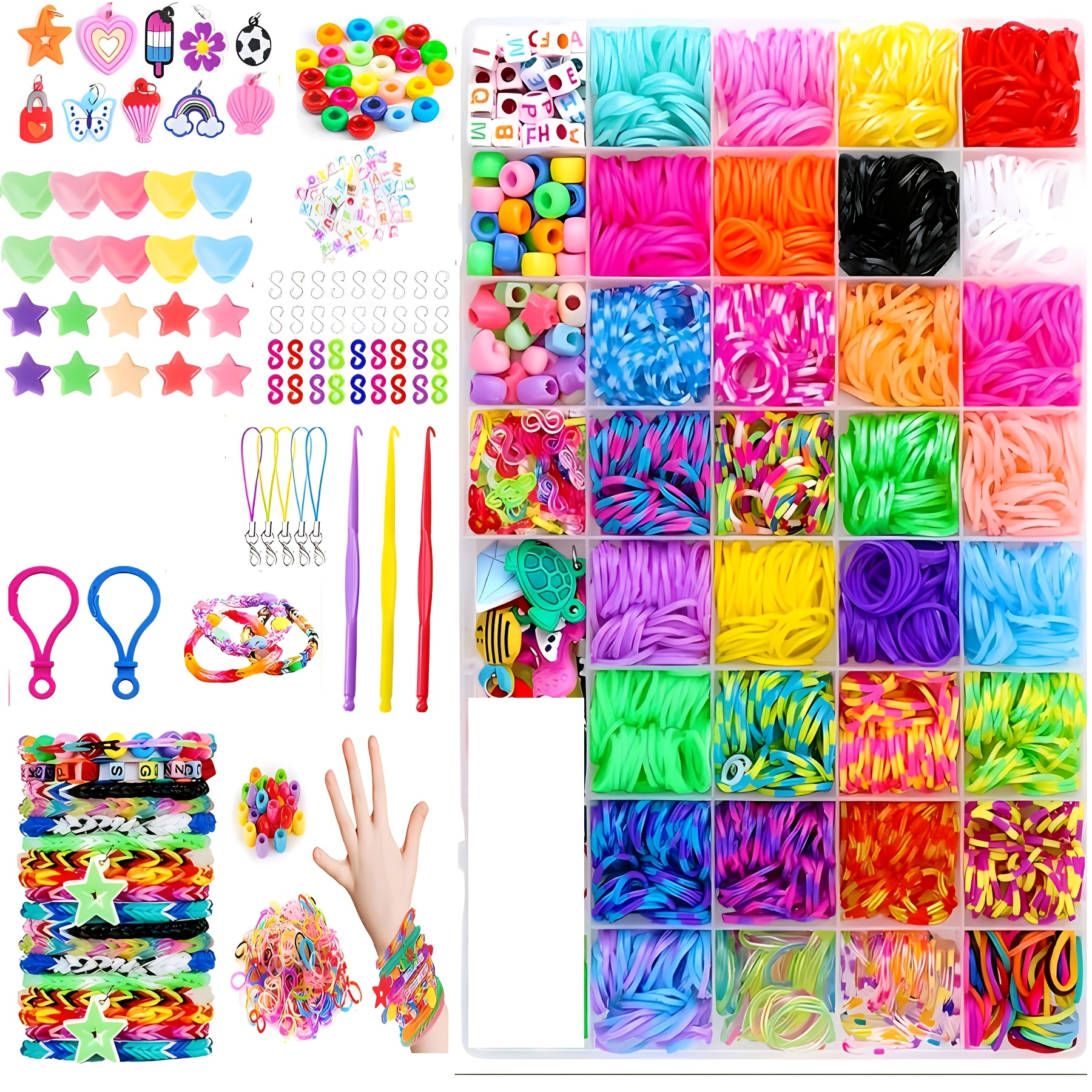 E-shop 40-Gitter Halloween Weihnachten Geschenk DIY Armband-Bastelset mit Gummibändern Zubehör, Bastelset für Schmuckherstellung in Geschenkbox