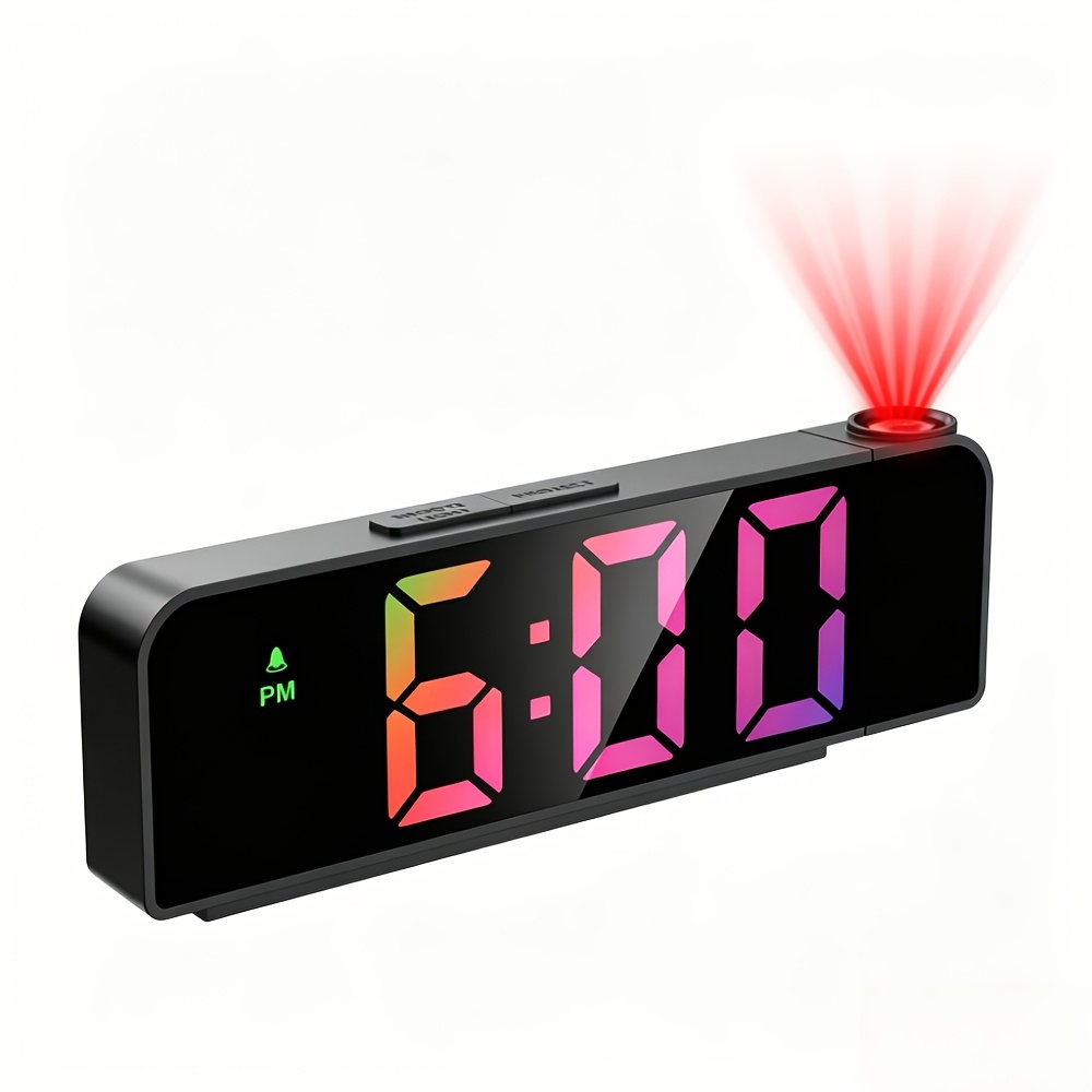 TEMU Projection Alarm Clock, Ceiling Projection Alarm Clock, 7.7-inch Large Display Screen, Led Digital Clock, Function, Bedroom And Living Room