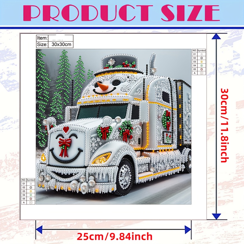 Image of 1pc Christmas Snowman Car Pattern Diamond Painting Kit, 5d Special Shaped Mosaic Hanging , Holiday Decor, Handmade Gift, Suitable For Home Garden Door Sign Wall Hanging Art 11.81x11.81in