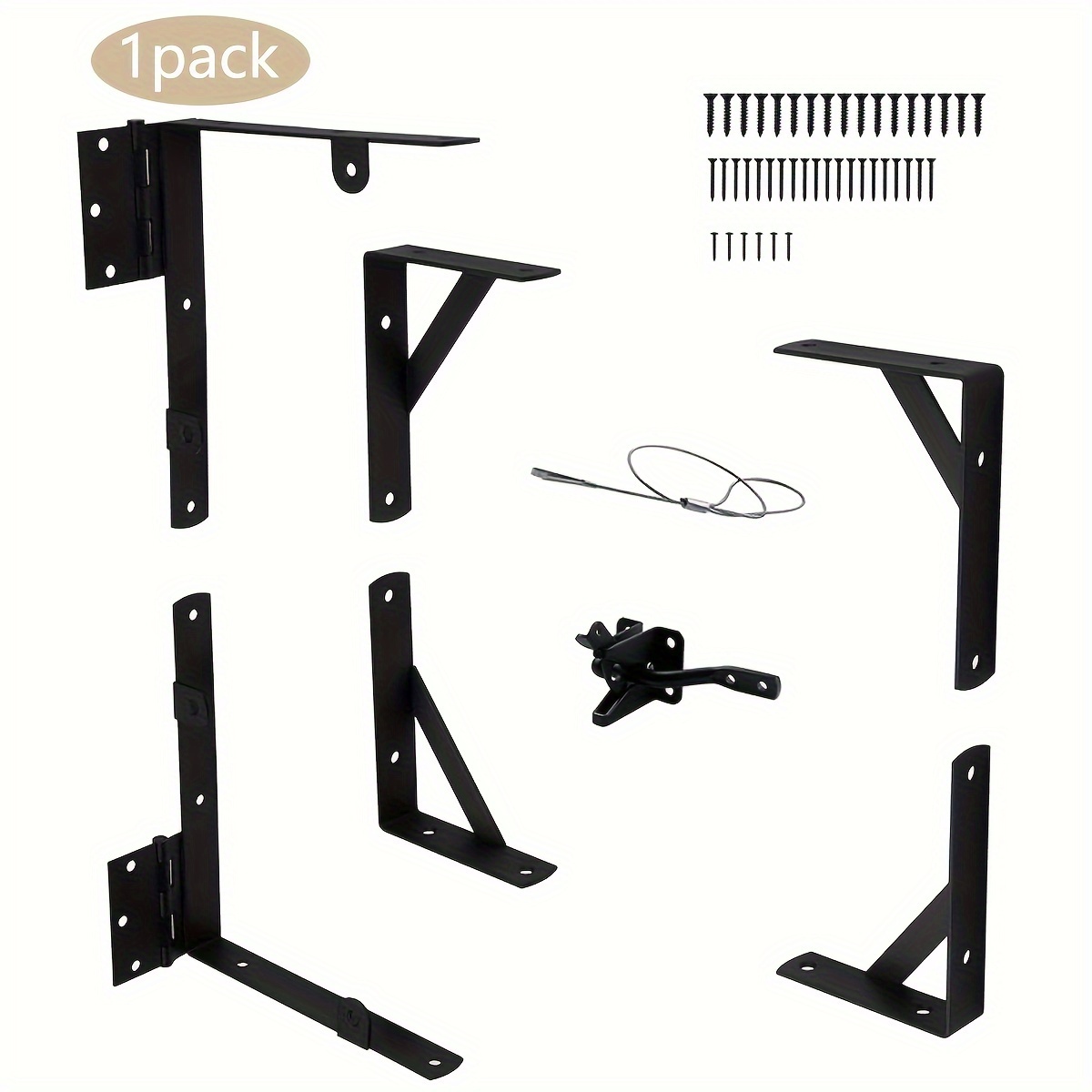 Image of 1 Set/2 Sets Of Anti-sag Door Kit | Heavy-duty Metal Door Corner Brackets Suitable For Shed Doors, Wooden Fences, Driveway Doors, Coral Doors, Wooden Windows - Black, Powder Coated End