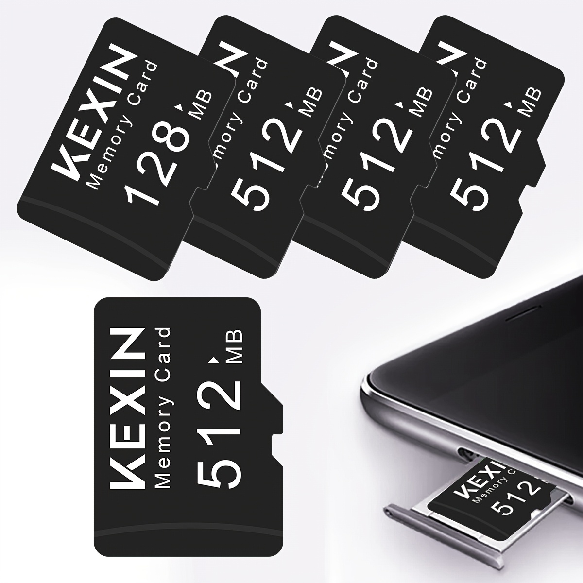 TEMU Kexin 5-pack 512mb 128mb Sd/tf Flash Memory Card - Class 4, Secure Compact Size For Phone, Camera, Tablet, Laptop, Car Audio & Game Console, Versatile