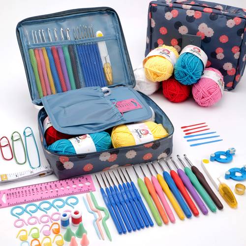 67pcs complete crochet starter kit for beginners adults all in one knitting supplies with yarn 2 6mm ergonomic hooks video tutorials perfect craft gift for women teens