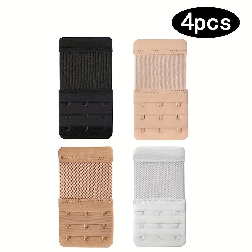 TEMU 4pcs Adjustable 3-hook Bra Extenders - Soft And Comfortable Elastic Band Extenders For Women's Lingerie Accessories