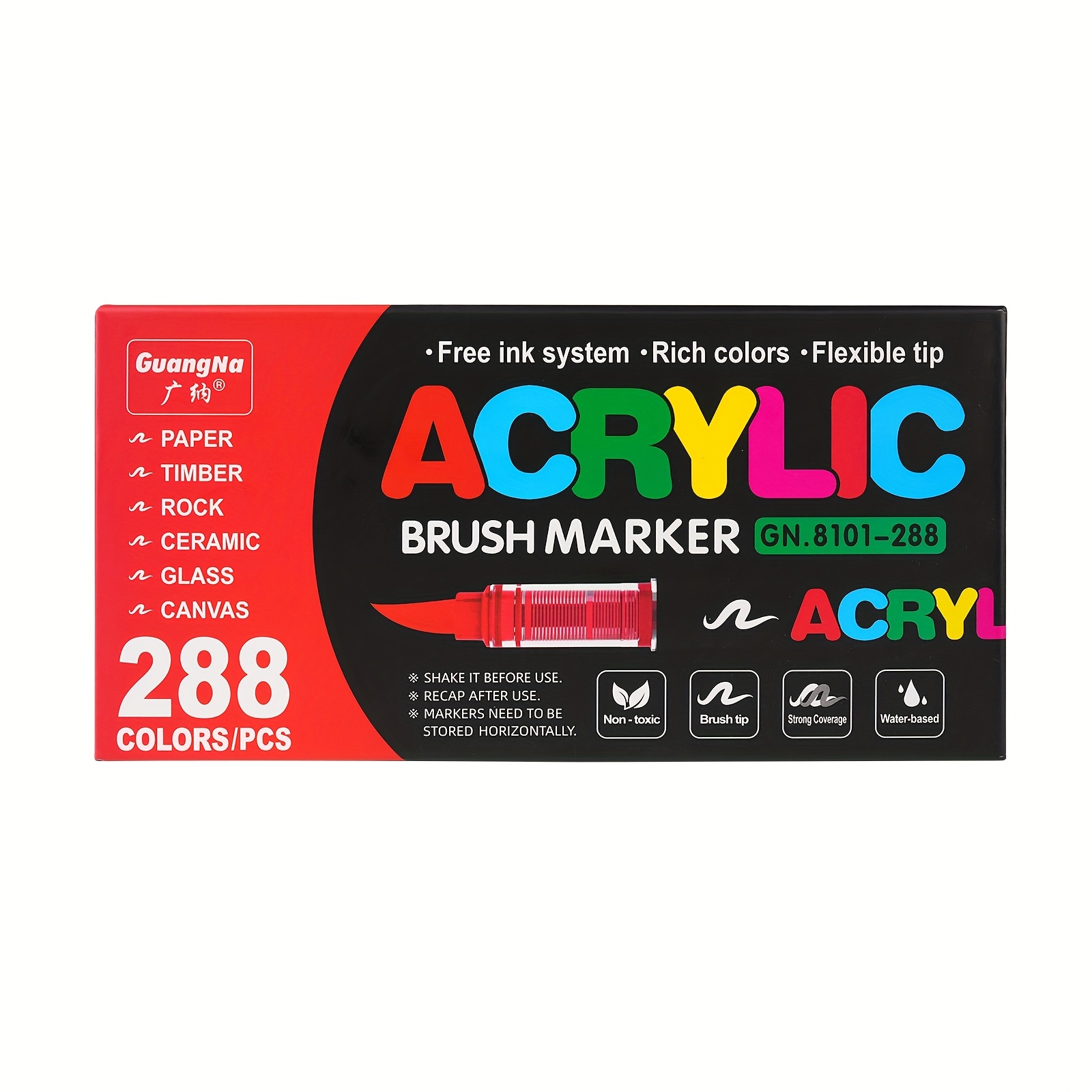 288 Colors Direct-liquid Acrylic Paint Pens Brush Marker Pen For Rock Painting Stone Ceramic Glass Diy Art Supplies