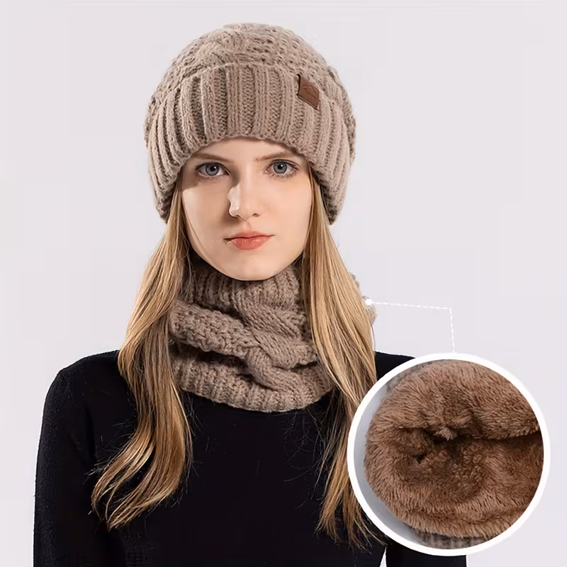 2pcs set winter hat neck scarf set womens warm hat earmuff hat for winter outside sports skiing running Product details 0