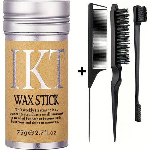 hair wax stick with 3pcs comb set styling kit for smooth hair edge control and curly hair care double ended edge brush fine tooth comb and rat tail comb ideal for daily use and salon