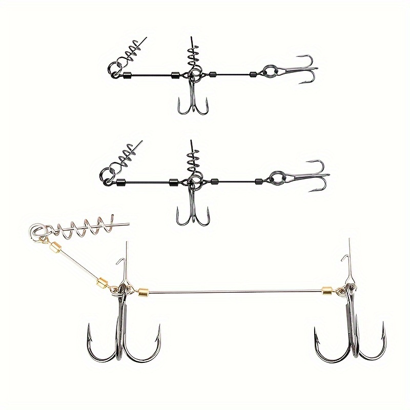 

Portable Circle Hooks Rig, Fishing Screw Rig, Double Fishing Hooks With Center Pin, Shad Belly Stinger For Shallow-rigging