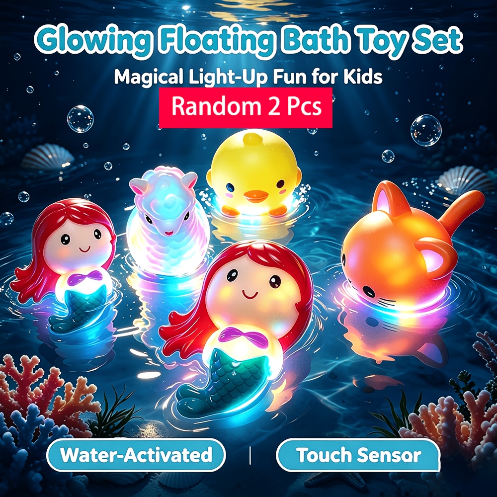 Temu – TEMU Portable Light Floating Coastal Toddler Bath Toys Glowing Baby Bath Toys Sensory Bathtub Toys Light Up Pool Toys Kids Shower Toys Cute Ocean