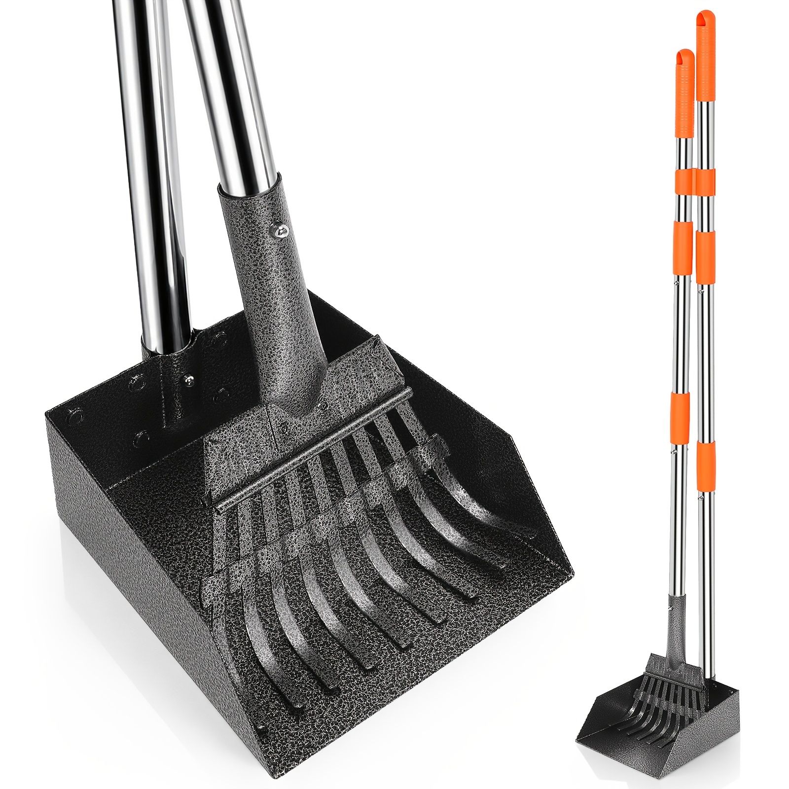 TEMU Dog Pooper Scooper, Long Handle Pooper Scooper For Medium Small Dogs Heavy Duty, Pet Supplies Metal Tray And Rake To Use For Grass, Dirt Or