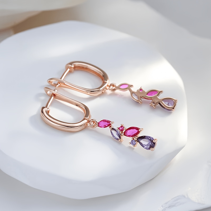 Luxurious Synthetic Zirconia Inlaid Earrings for Women