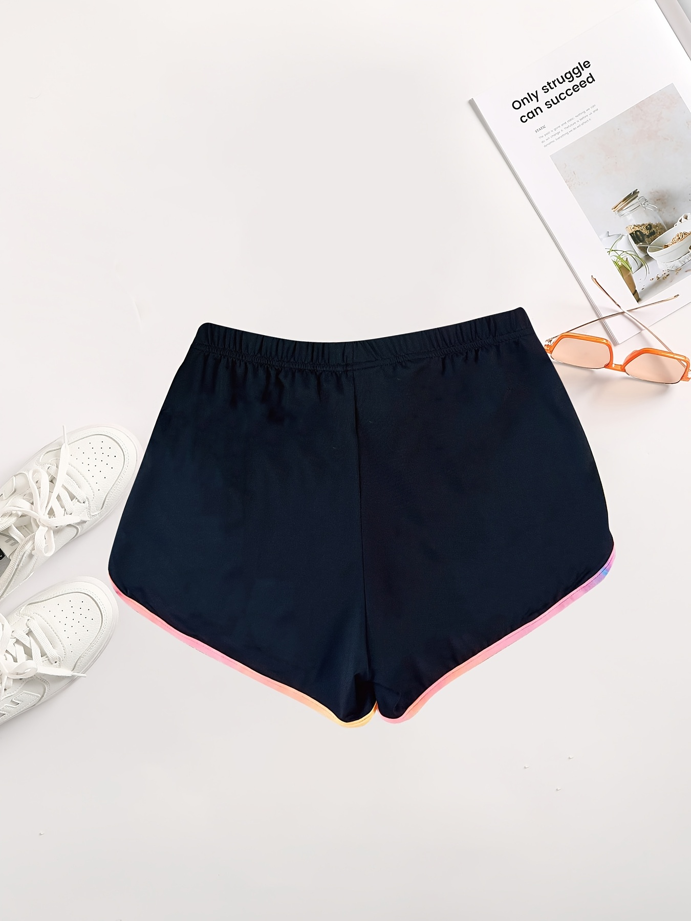 Black Shorts Colorful Striped Shorts Womens Black Shorts Colorful Striped Shorts Womens Women's Stylish Tie Dye Shorts  Colorful Stripes Elegant Temu