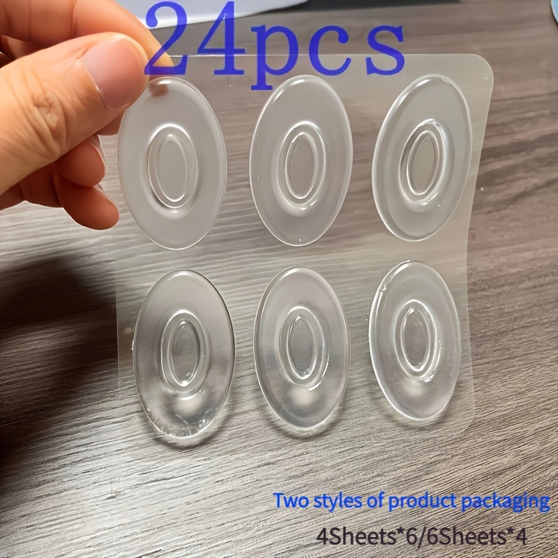 Image of 24pcs Self-adhesive Round Foot Pads - Soft, Shock-absorbing, Reusable Cushions, Transparent With Border, Essential Foot Care | Self-adhesive Patches | Anti-chafing Pads