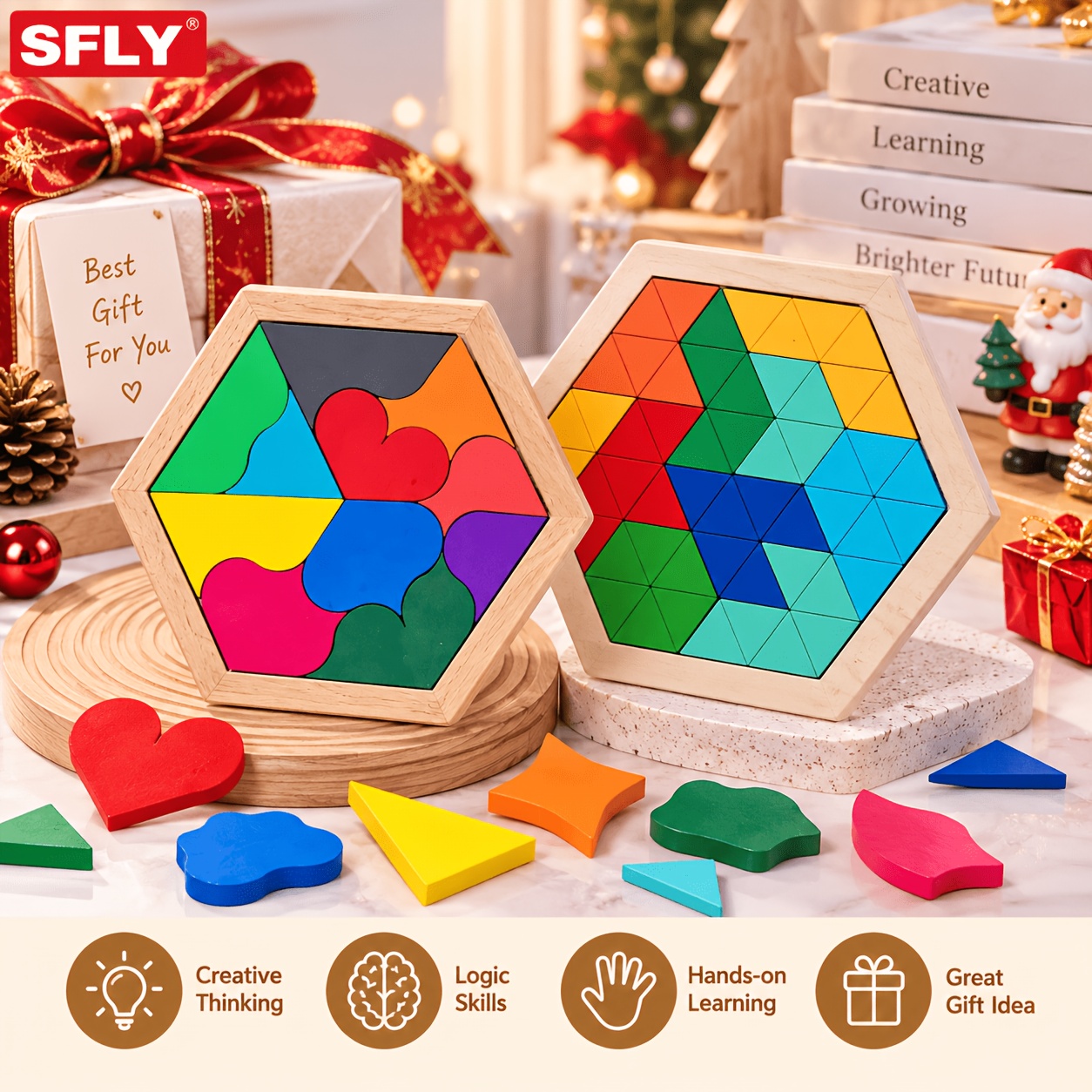 Wooden Pattern Set, Geometric Shape Puzzle