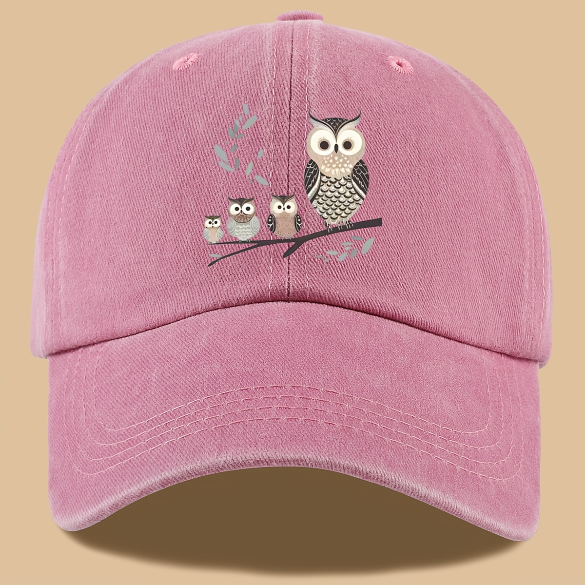 TEMU 1pc Cartoon Creative Owl Pattern Printed Baseball Cap, Lightweight, Comfortable, And Breathable Sun Hat, Stylish, Simple, And Aesthetic,